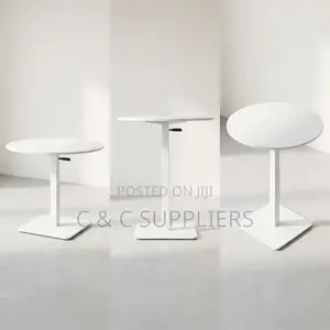 Round Adjustable Dining Table-White