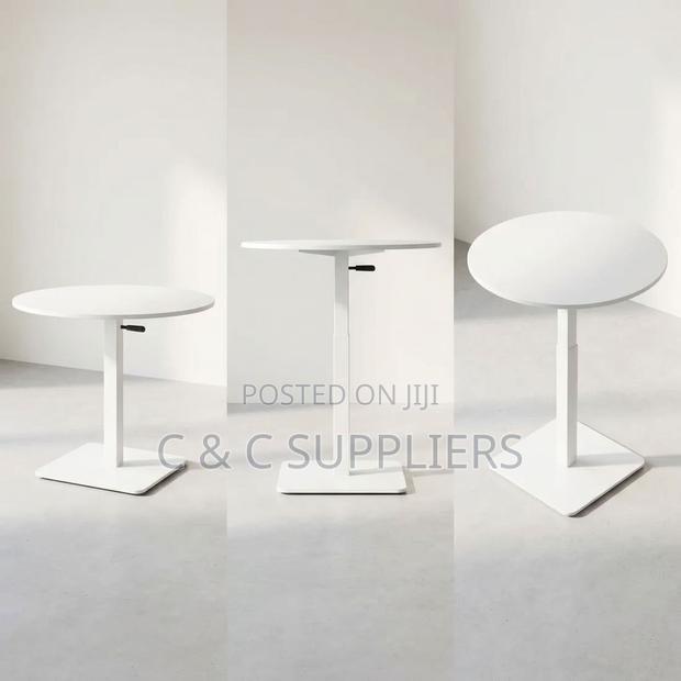 Round Adjustable Dining Table-White - thumbnail 4
