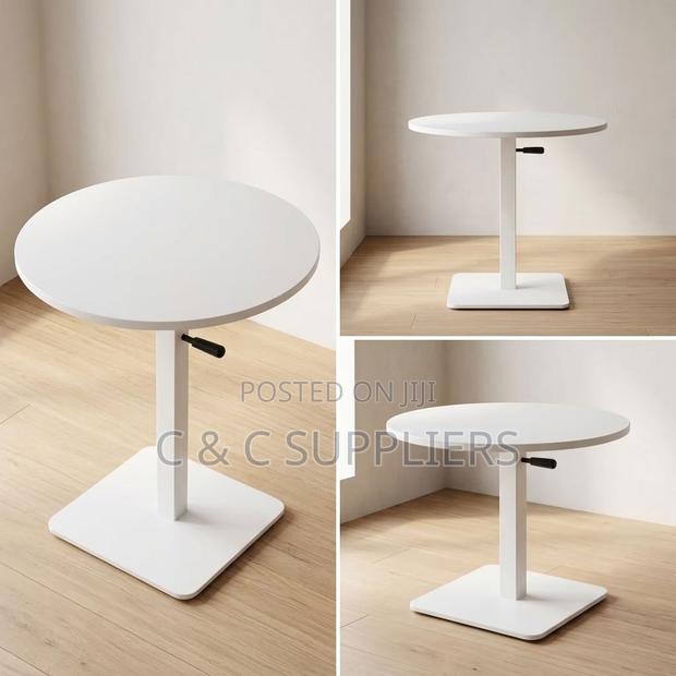 Round Adjustable Dining Table-White - thumbnail 5