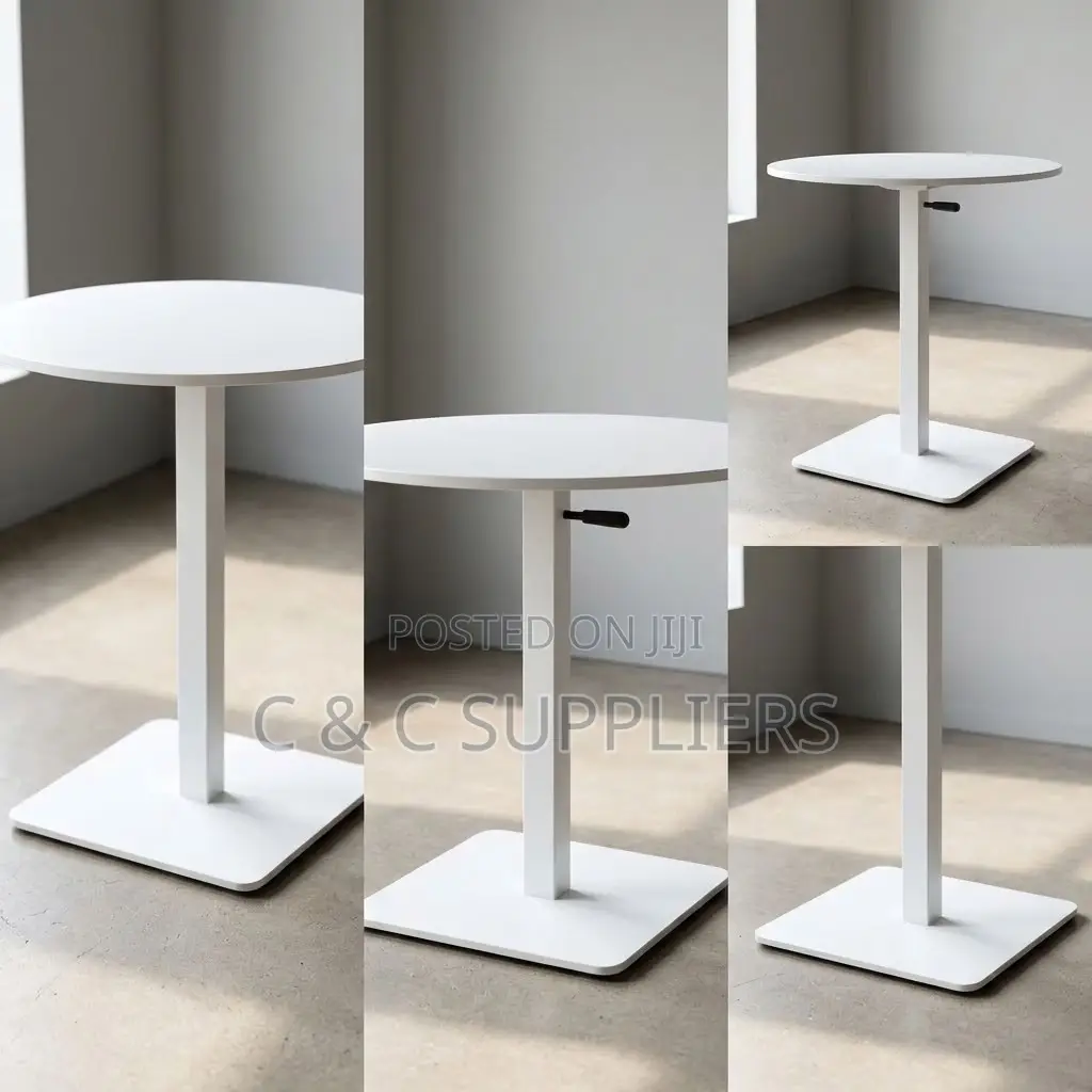 Round Adjustable Dining Table-White