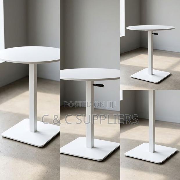 Round Adjustable Dining Table-White - thumbnail 12