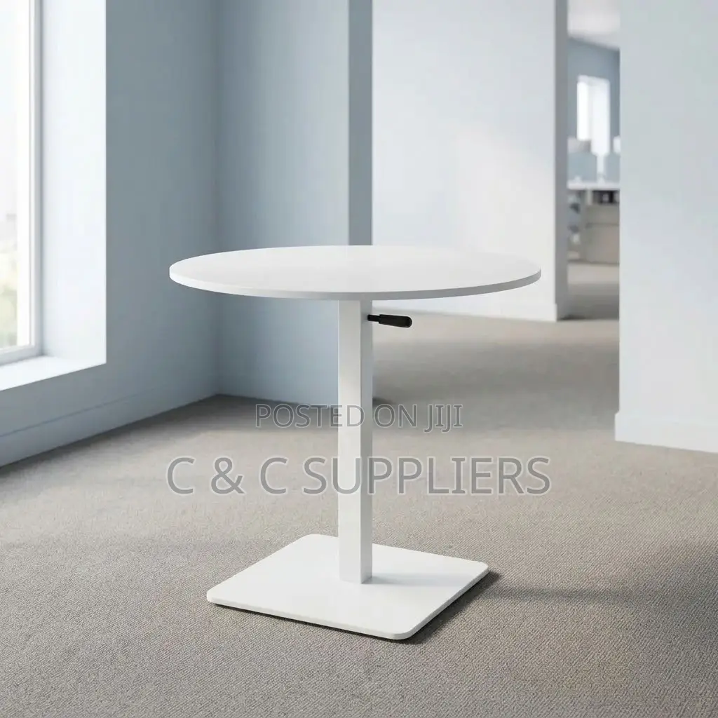 Round Adjustable Dining Table-White