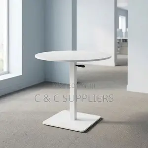 Round Adjustable Dining Table-White
