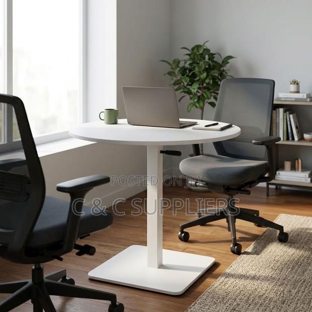 Round Adjustable Dining Table-White - thumbnail 9