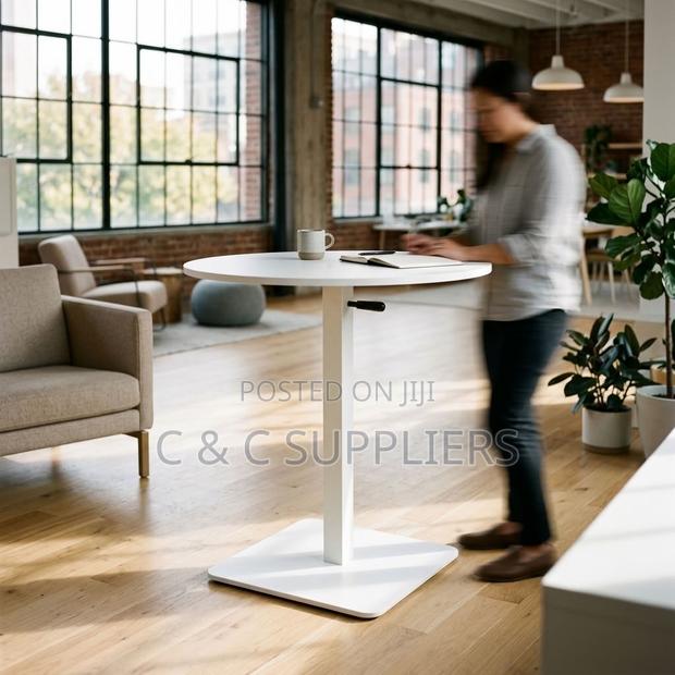 Round Adjustable Dining Table-White - thumbnail 7