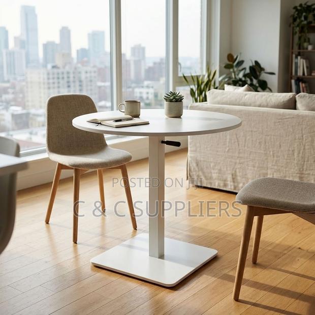Round Adjustable Dining Table-White - thumbnail 15