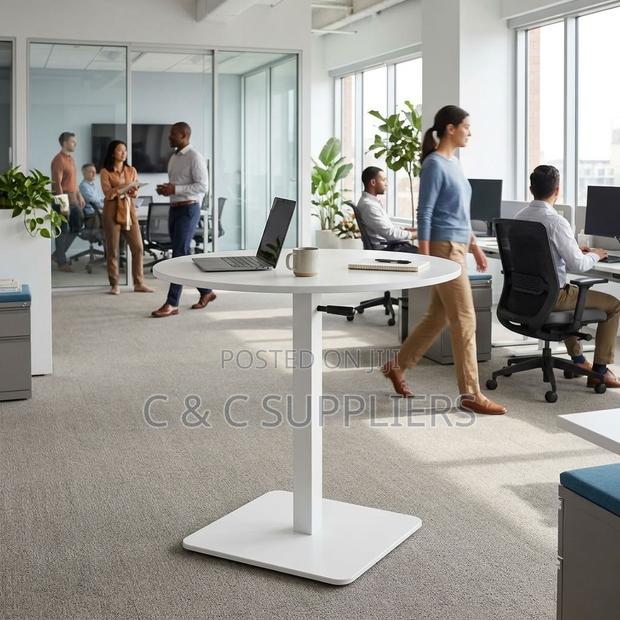 Round Adjustable Dining Table-White - thumbnail 13