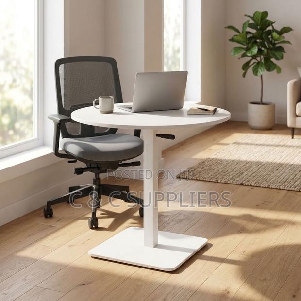 Round Adjustable Dining Table-White - thumbnail 8