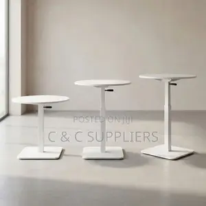 Round Adjustable Dining Table-White
