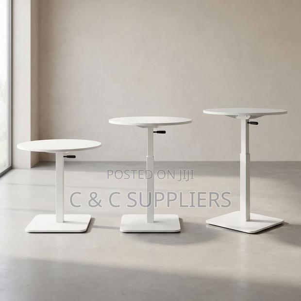 Round Adjustable Dining Table-White - thumbnail 3
