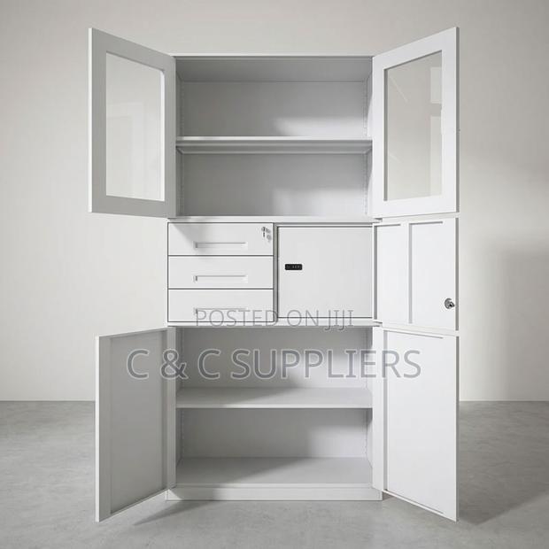 2-Door Glass Front Cabinet With Safe-3 Drawer - thumbnail 11