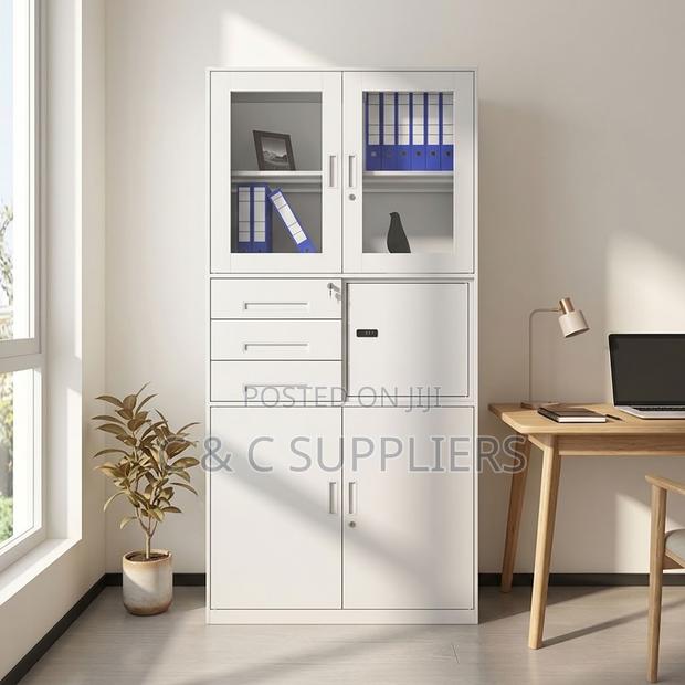 2-Door Glass Front Cabinet With Safe-3 Drawer - thumbnail 4