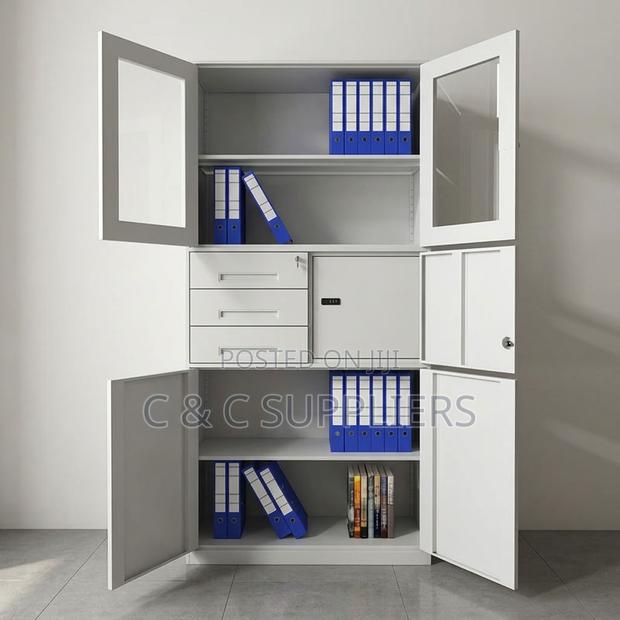 2-Door Glass Front Cabinet With Safe-3 Drawer - thumbnail 13