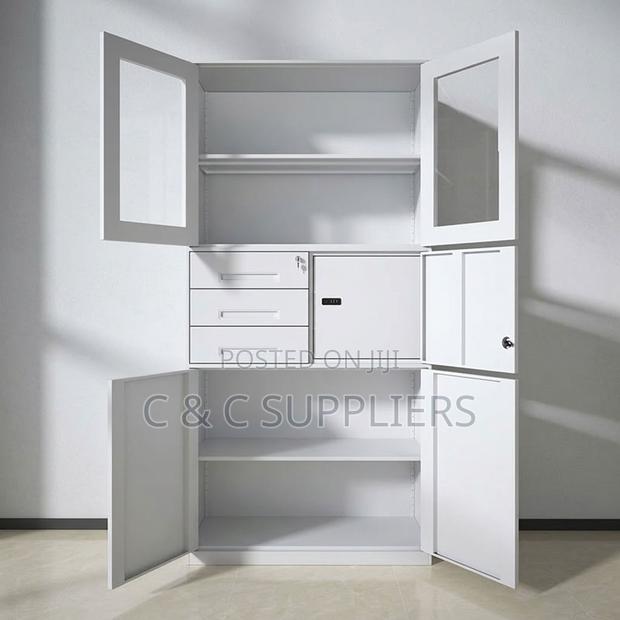 2-Door Glass Front Cabinet With Safe-3 Drawer - thumbnail 2
