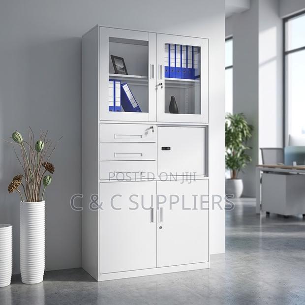 2-Door Glass Front Cabinet With Safe-3 Drawer - thumbnail 3