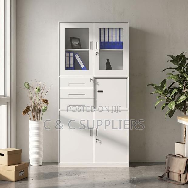 2-Door Glass Front Cabinet With Safe-3 Drawer - thumbnail 7