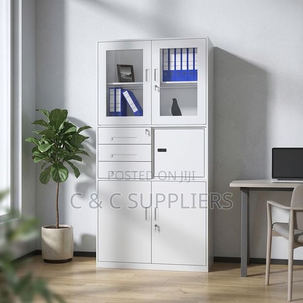2-Door Glass Front Cabinet With Safe-3 Drawer - thumbnail 8