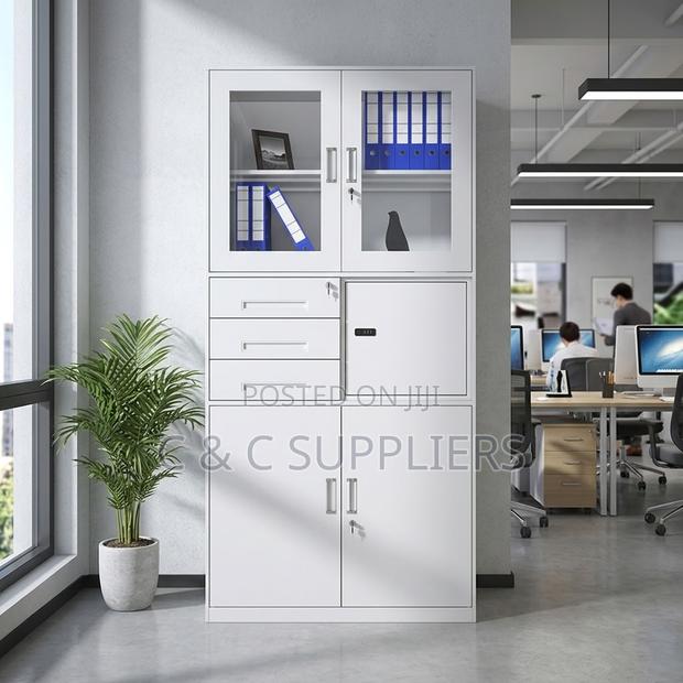2-Door Glass Front Cabinet With Safe-3 Drawer - thumbnail 6