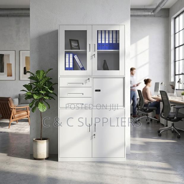 2-Door Glass Front Cabinet With Safe-3 Drawer - thumbnail 5