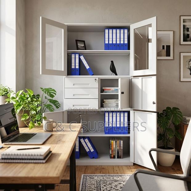 2-Door Glass Front Cabinet With Safe-3 Drawer - thumbnail 9