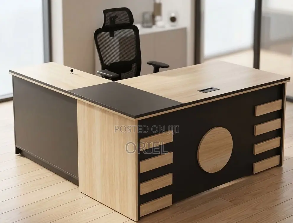 Modern L-Shaped Executive Computer Desk – Spacious Office Workstation