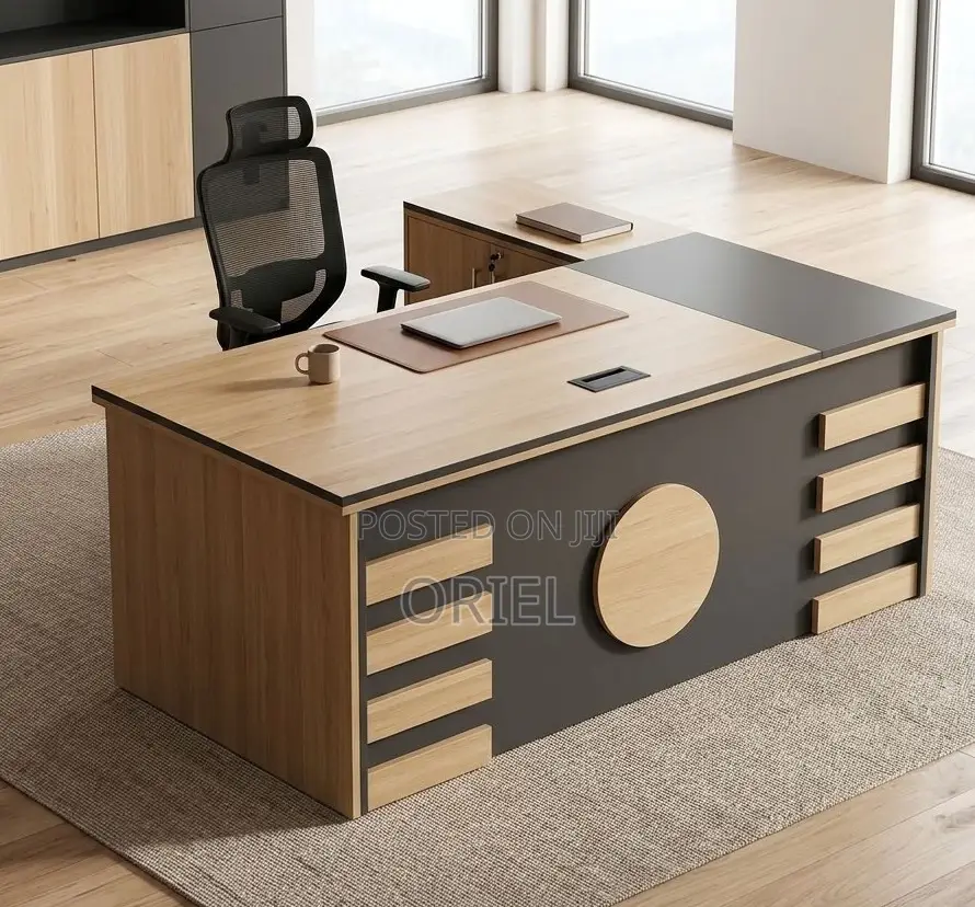 Modern L-Shaped Executive Computer Desk – Spacious Office Workstation