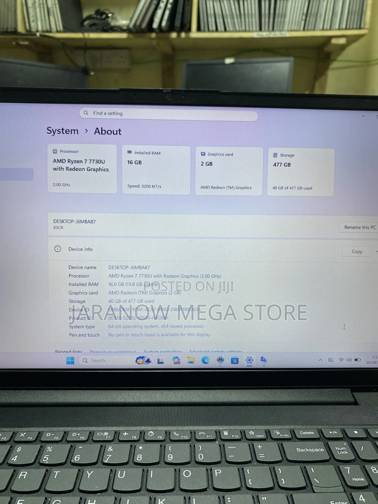 Laptop Lenovo 16GB AMD Ryzen 7 SSD 512GB