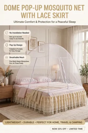 Dome Mosquito Net - Pop Up Foldable Net With Skirt