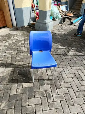 Blue Metallic Kenpoly Chair With Metallic Legs