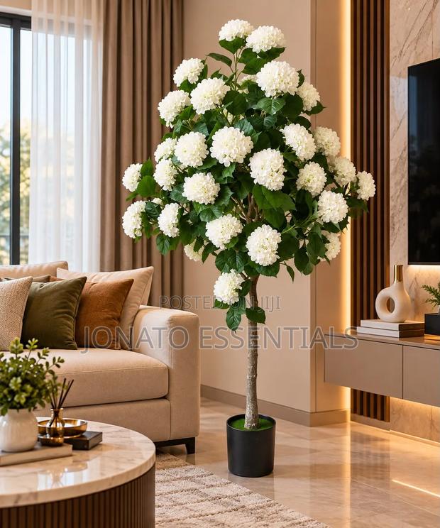 Artificial Hydrangea Flower Tree 2.2m Tall Home Decor Plant - main view