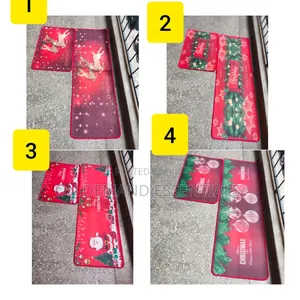 2 PCS Xmass Themed Kitchen Mats