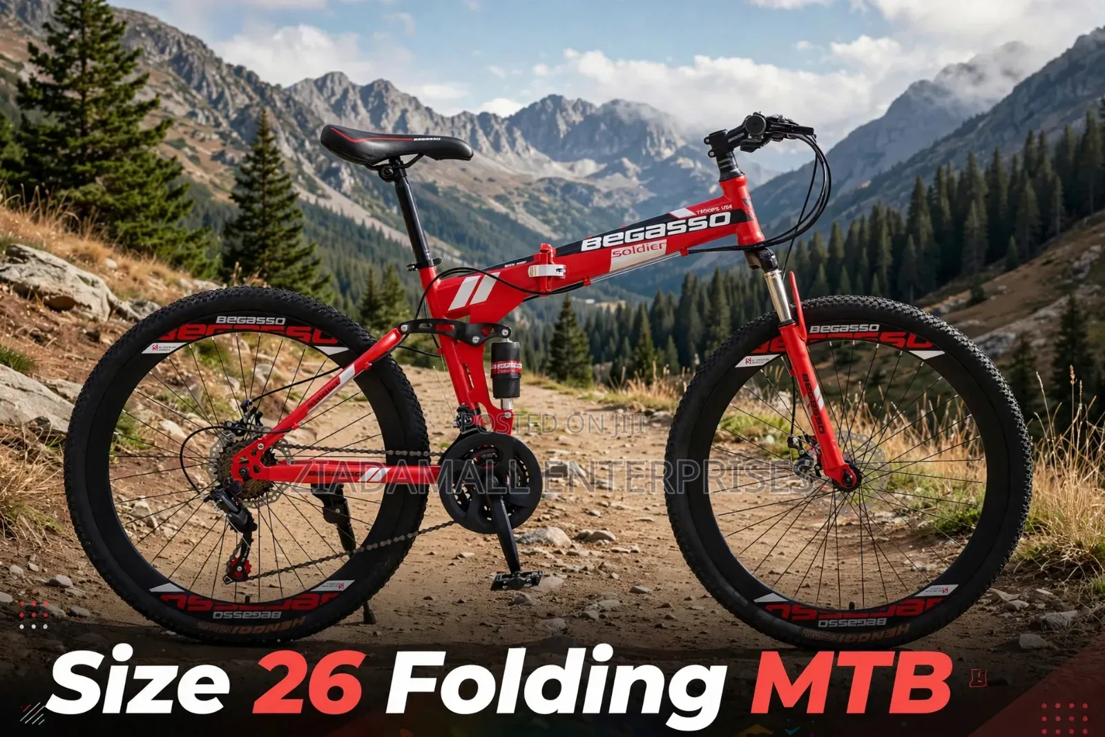 Size 26 Folding Bicycle MTB - Begasso Dual Suspension