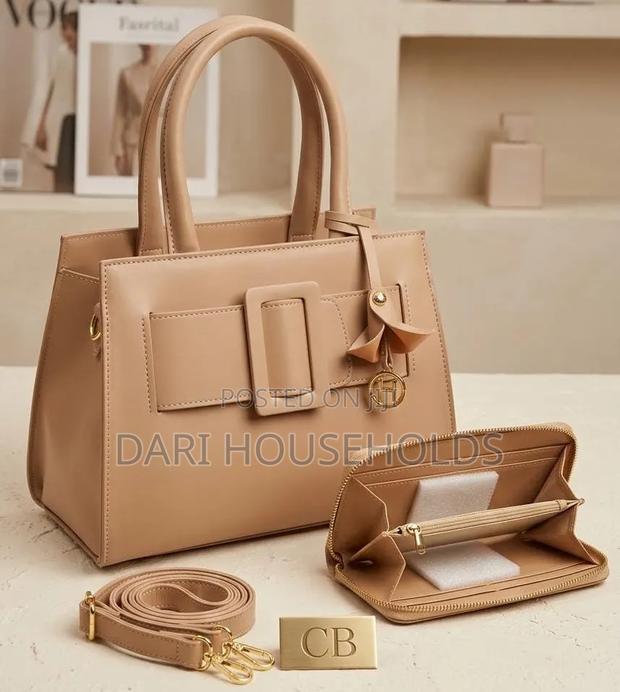 High-Quality Navy Blue 2-in-1 Women's Handbag & Matching Wallet Set