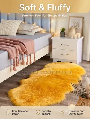 Faux Fur Rug - Fluffy Sheepskin Rug, Yellow 60x90cm