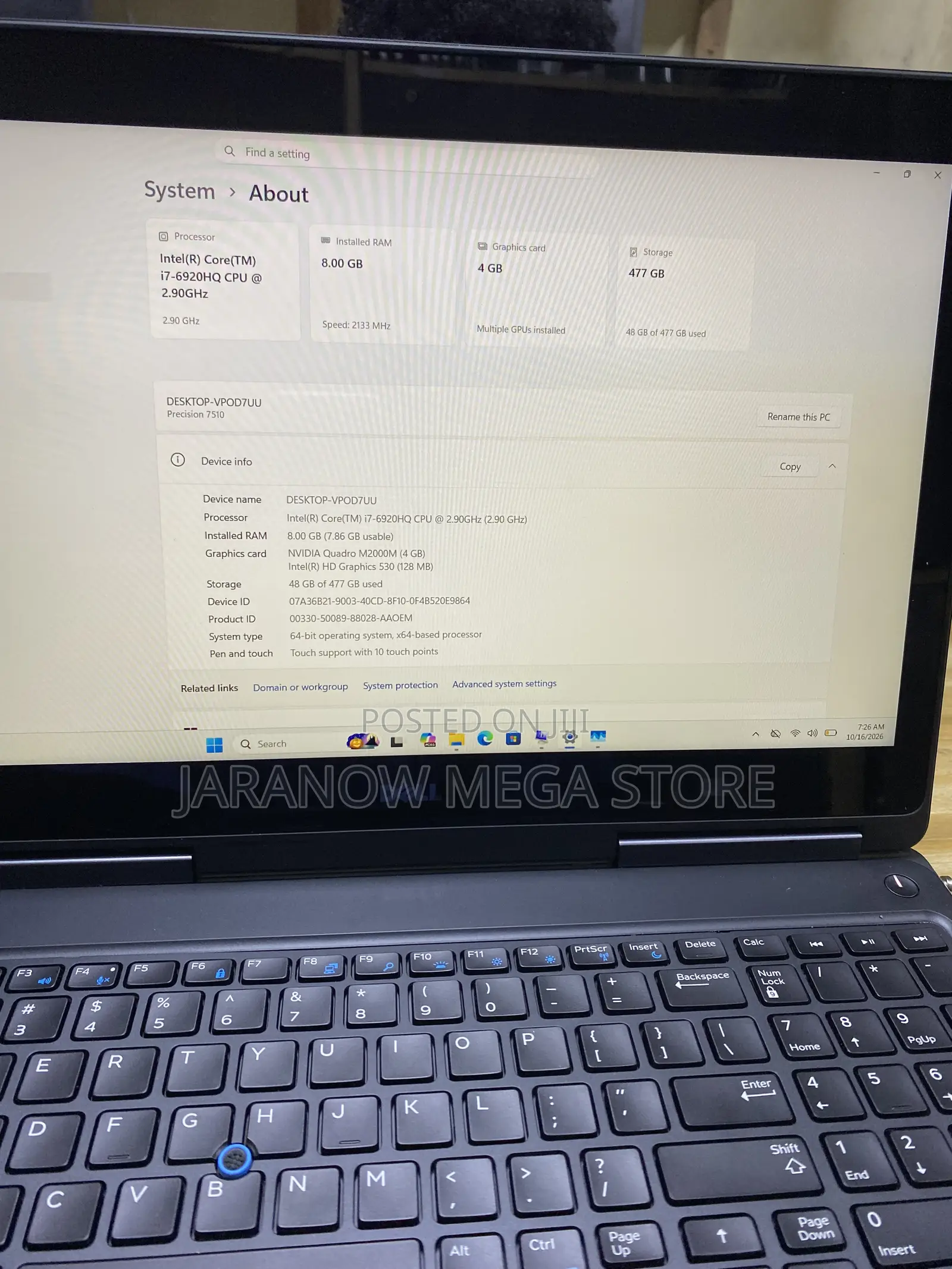 Laptop Dell Precision 7510 8GB Intel Core i7 SSD 512GB