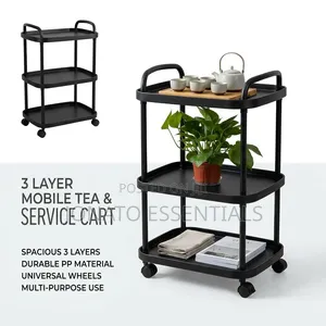 3 Layer Tea Table Rolling Storage Trolley Cart With Wheels