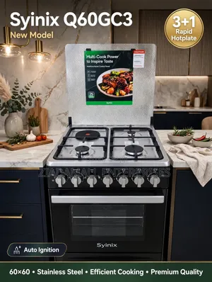 Syinix Q60GC3 60x60 Standing Cooker 3+1 New Model 80L Oven