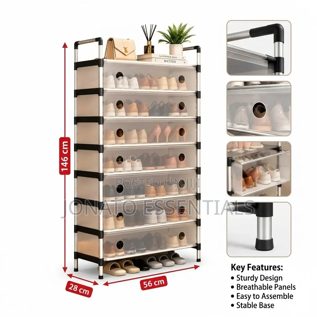 7 Layer Shoe Rack Dustproof Organizer Cabinet
