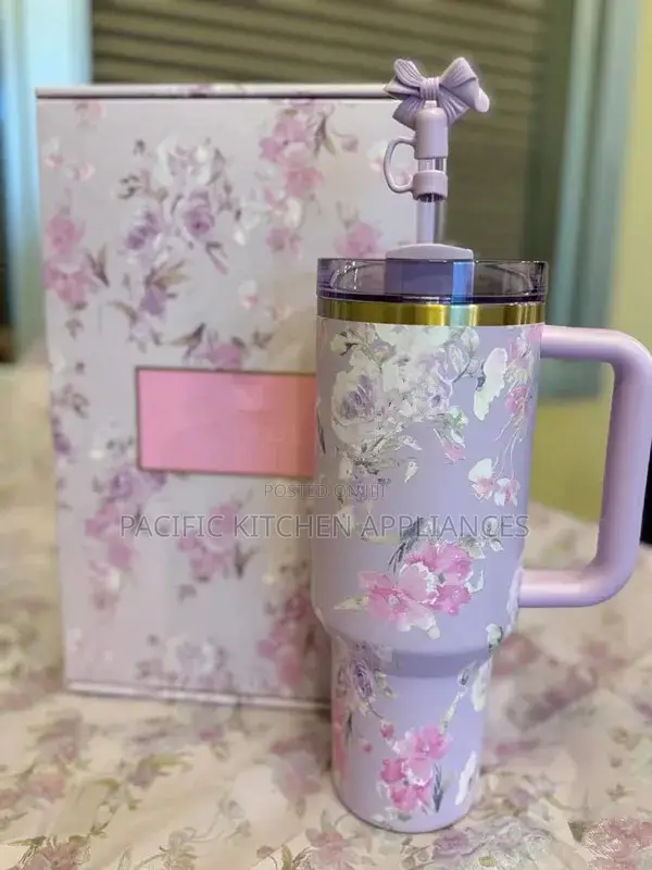 Floral-Patterned Insulated Travel Mug