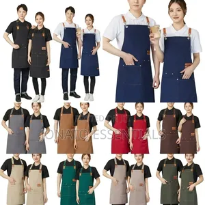 Heavy Duty Canvas Chef Apron With Pockets and Leather Straps