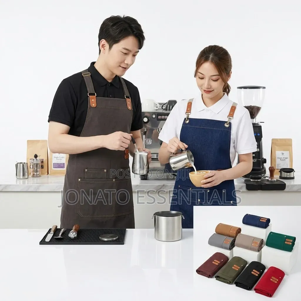 Heavy Duty Canvas Chef Apron With Pockets and Leather Straps