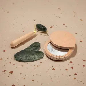 Set of Jade Face Roller, Guasha and Mirror