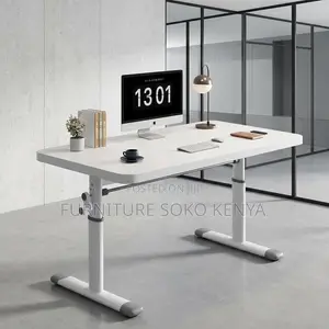 Office Desk; 1.2 Meter White Manual Adjustable Desk