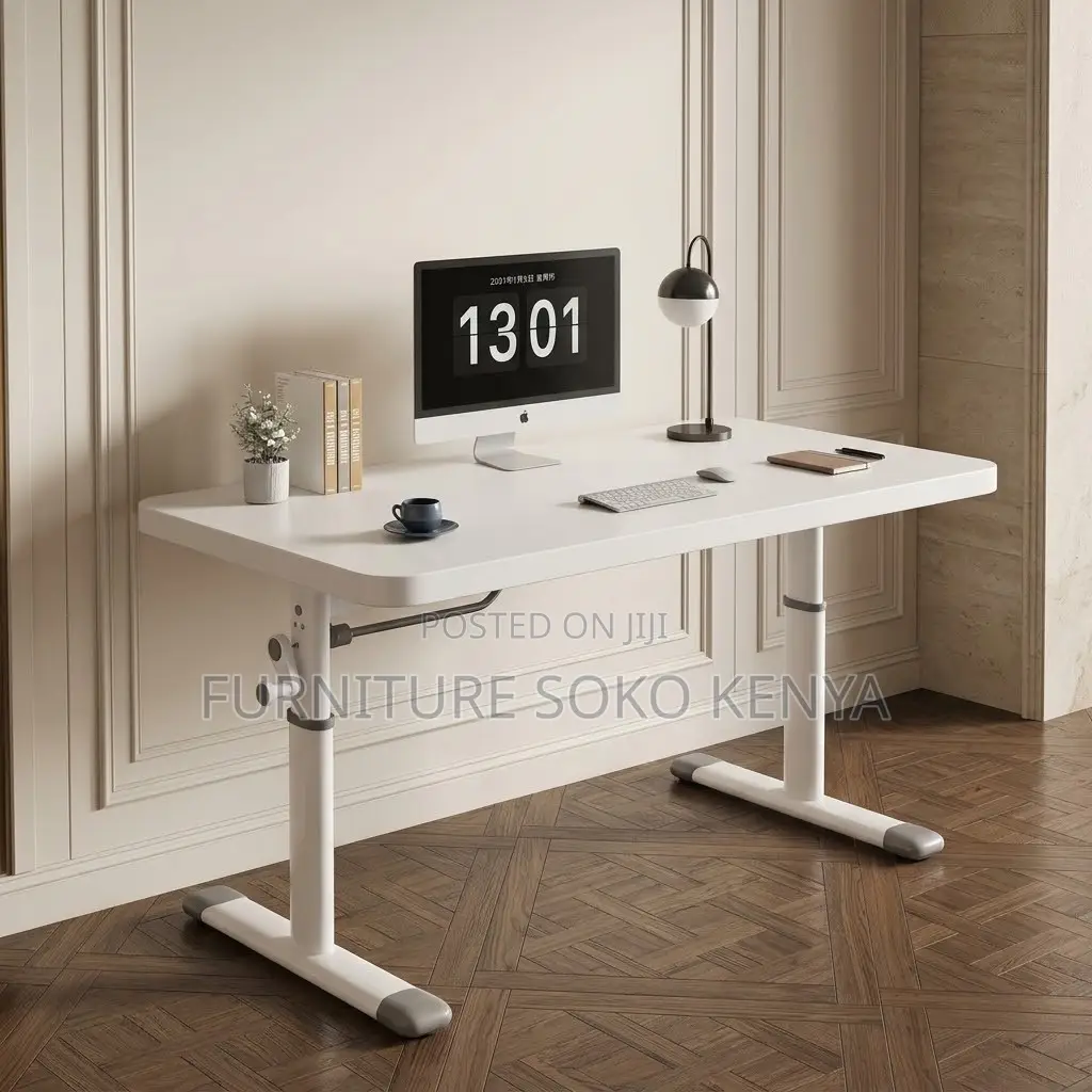 Office Desk; 1.2 Meter White Manual Adjustable Desk