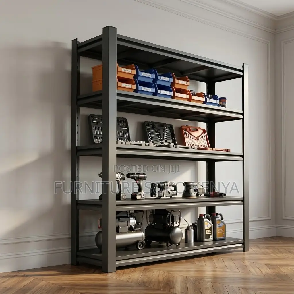 Storage Unit; Five Tier Black Modern Home Office Rack