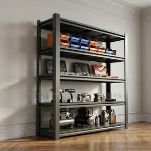 Storage Unit; Five Tier Black Modern Home Office Rack
