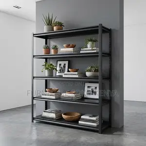 Storage Unit; Five Tier Black Modern Home Office Rack