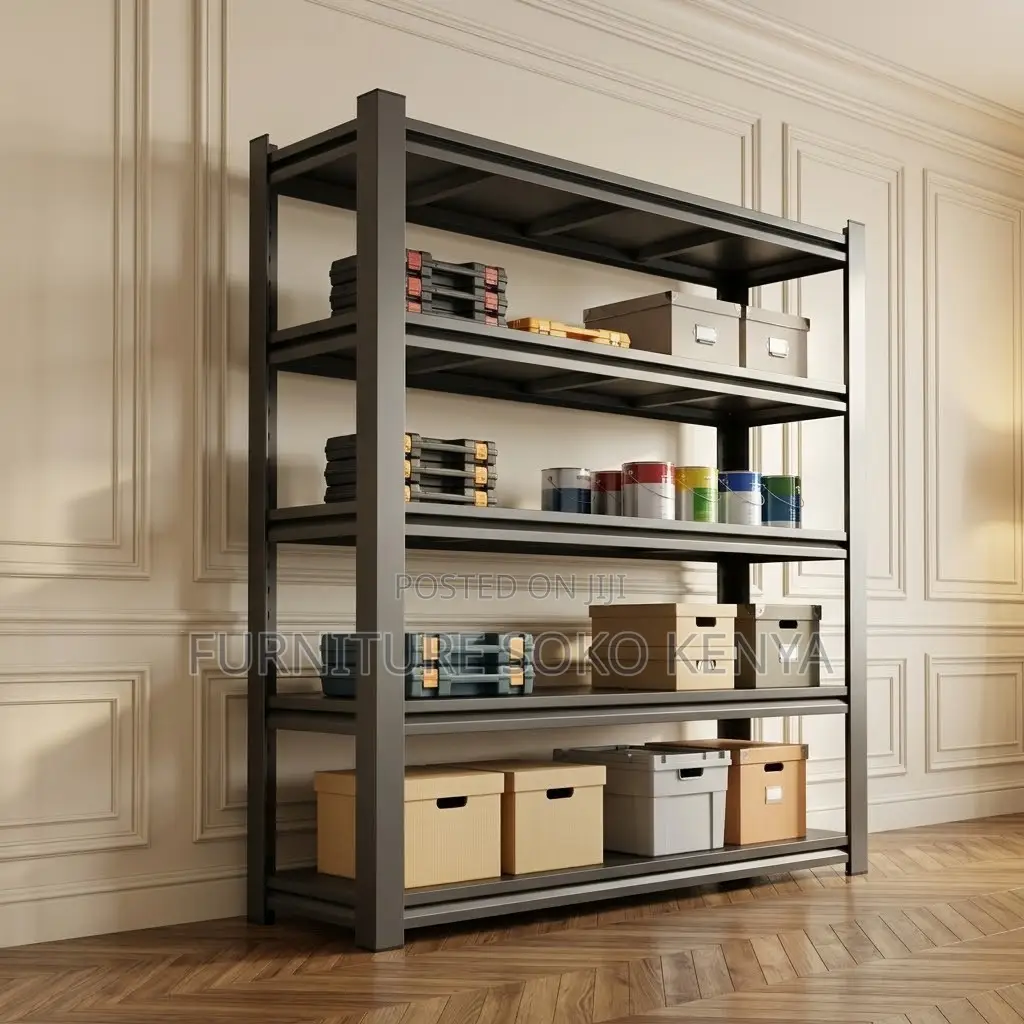 Storage Unit; Five Tier Black Modern Home Office Rack