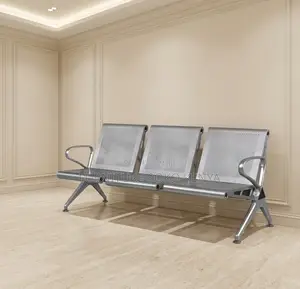 Office Bench; Metallic Three Seaters Reception Modern Benches