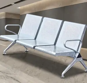 Office Bench; Metallic Three Seaters Reception Modern Benches